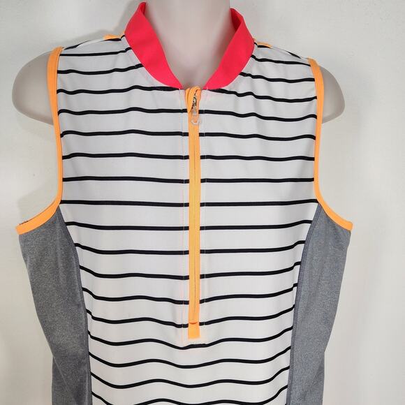 Mondetta Cycling Shirt Women Large Bike Striped Half Zip Bottle Pockets Athletic - Picture 3 of 15